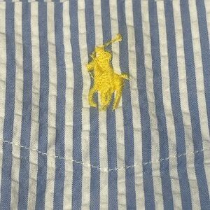 Polo Ralph Lauren Blue Striped Seersucker Shirt Button Down Short Sleeve